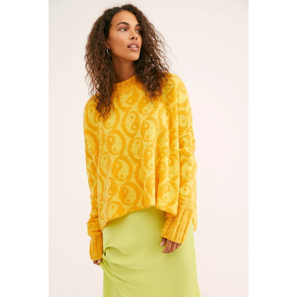 free people yellow yin yang sweater